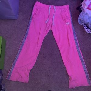 PINK Victoria's Secret Kids Pink Joggers with Gray Stripes